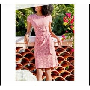 J‎ McLaughlin Catalina Cloth Faux Wrap Dress Small Pink Orange White Geometric